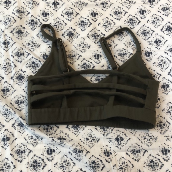 Anola strappy sports bra. Dark olive green - Picture 2 of 4